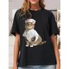Süßes Koch Orange Kätzchen Druck T-Shirt Unisex Oversized Lässig Rundhals T-Shirt Entzückende Rote Katze als Koch