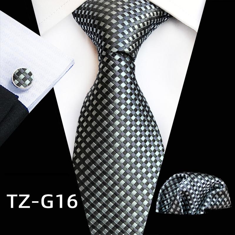 Plaid Formal Wear Men'S Tie Pocket Towel Cuff Three-Piece Set