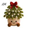 Cute Christmas Soft Decorations Simulated Crochet Potted Decor, Knitted Mini Artificial Tree Flower Themed Room Accents Ornament, Festive Tabletop