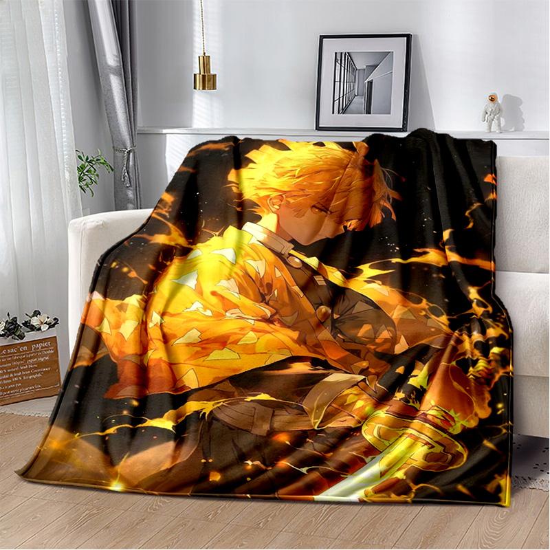 D-Demon Slayer Anime Blanket Sofa Office Nap Cover Blanket Kamado Nezuko Air Conditioning Blanket Soft and Warm