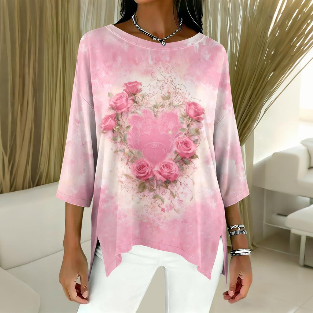 Damen 3/4-Ärmel Shirts Grafik-T-Shirts Shirts Lässige Basic-Tops Pullover