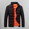 Męska bawełniana kurtka jesienno-zimowa ciepły kontrastowy kolor długie rękawy stójka kieszeń na zamek błyskawiczny Casual luźny krój męski płaszcz znosić