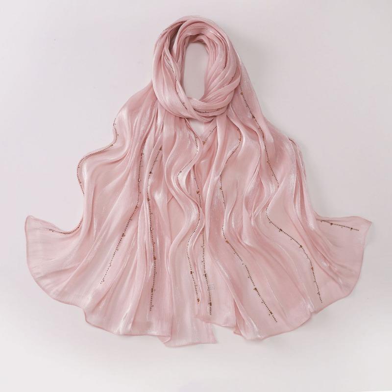 Ethnic Line Rhinestone Long Gauze Malay Headscarf Shiny Scarf