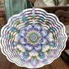 10 Inch Hanging Spinning Wind Chime with Dreamy Mandala Pattern 360 Degree Hook Art Decor for Garden Lawn Courtyard Summer Spring Elegant Gift