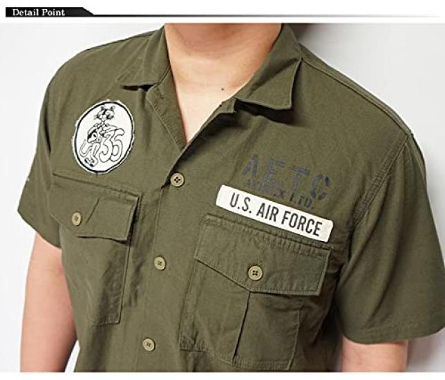 Stencil Patched Military Shirt PATCHED MILITARY SHIRT M 853 [AVIREX] /STENCIL Men's KHAKI/CAMO
