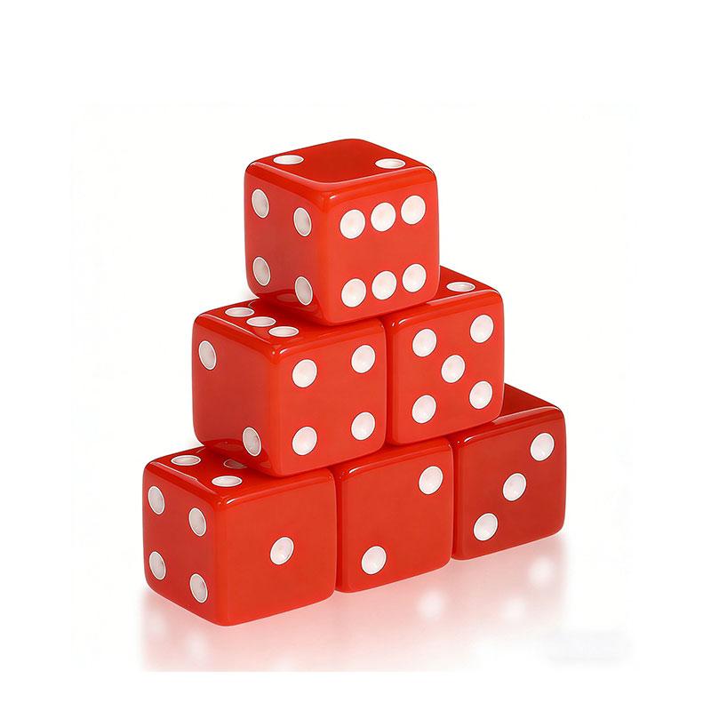 

19mm Casino Theme Party Dice Sets Acrylic Large D6 Opaque Dice Bulk for Board Games Birthday Theme Party Supply 6pcs красный