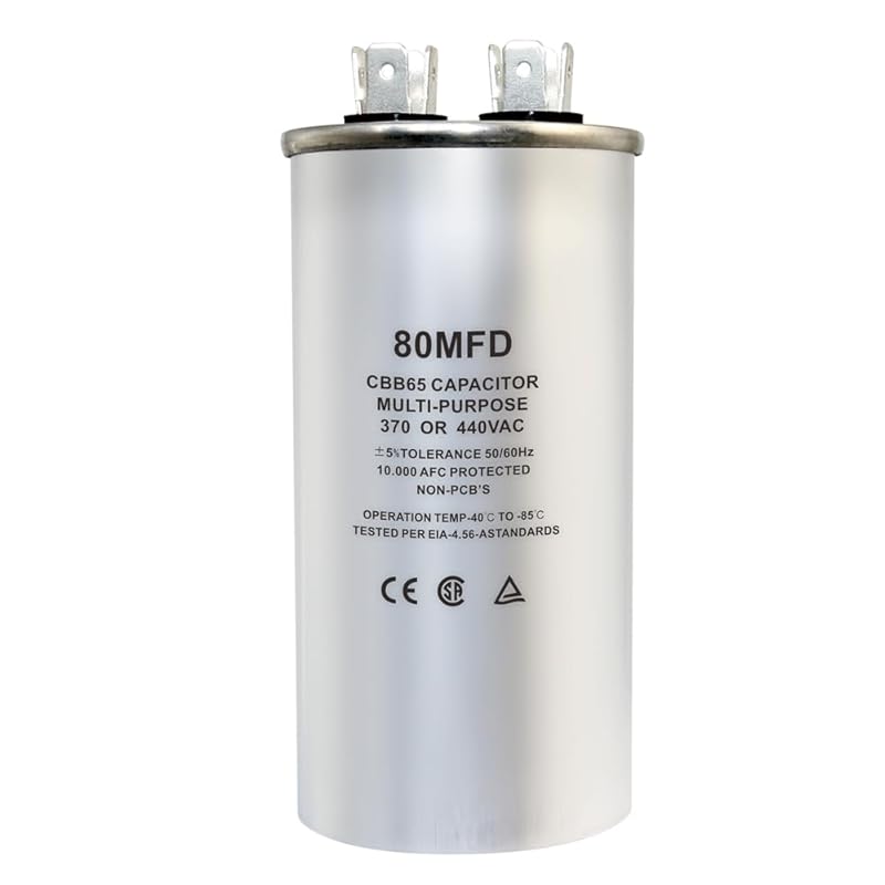 CBB65 Circular Run Capacitor, 450VAC 5 uf/MFD 50/60Hz Round Start Capacitor - Very Suitable for Air Conditioning, Fan Capacitor, Etc. (5 Uf)