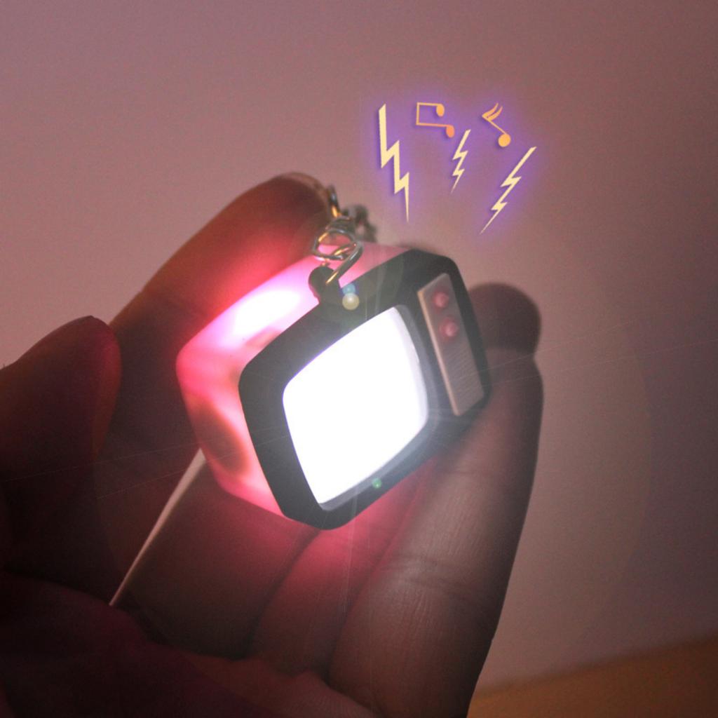 TV LED Sound Emitting Keychain Small Toy Simulation TV Gift Screen Exchange DIY Pendant
