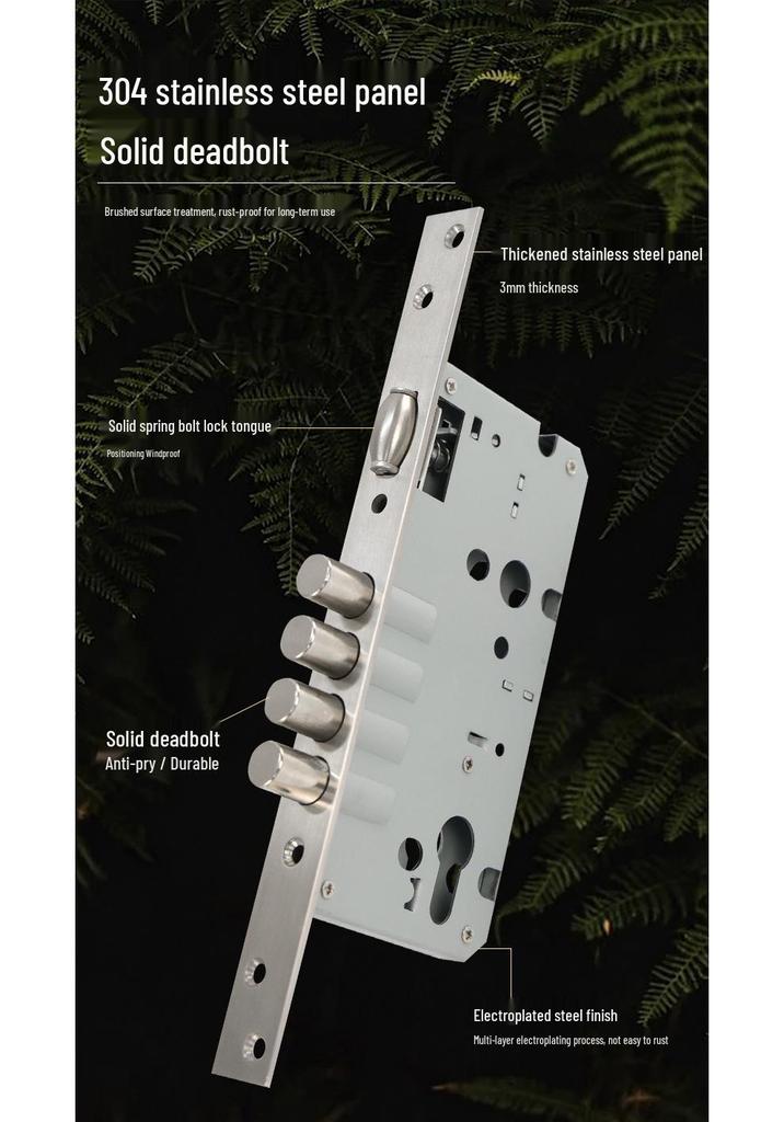 Black Offset Axis Anti-theft Door Lock with 304 Stainless Steel Handle for Wooden Entrance Doors