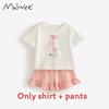Mädchen Sommer Outfit Zweiteilig Baumwolle Kurzarm Hose Set Für Kinder 3-8 Jahre
