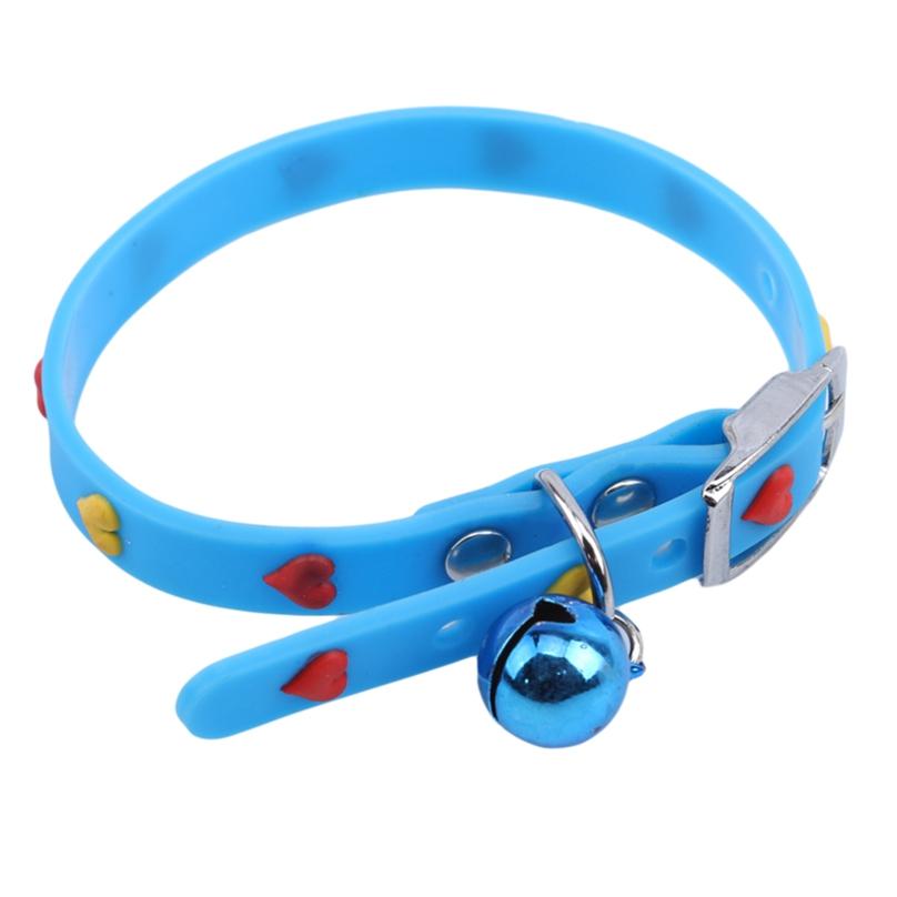 Adjustable Colorful Collar Bell Pet Cat Dog Love Hearts Patterns Neck Collar