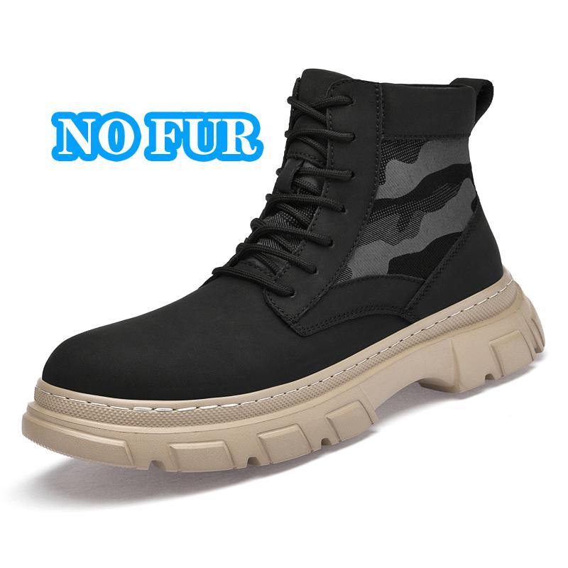 Anti-slip Men's Leather Ankle Boots Four Seasons Outdoor Casual Hiking Boots Retro Fashion Motorcycle Boots Male High Top Shoes