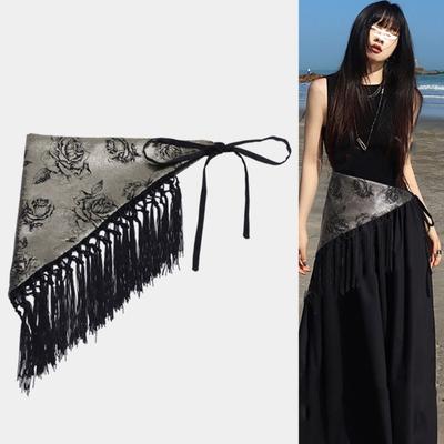 Printing Triangular Waist Belt Chinese Style Mini Apron Fashion Bohemia Wide Waistband  Streetwear