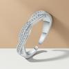 925 Sterling Silver Adjustable Ladies Ring with Twisted Diamond Pattern - Lucky Friendship Design