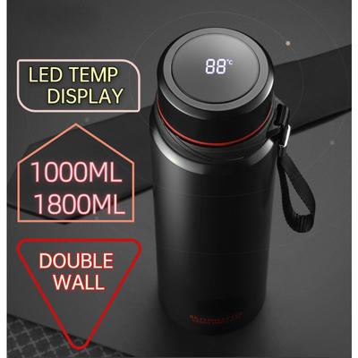 Borraccia termica sottovuoto 1000ml 1800ml LED Display della temperatura Borraccia doppia parete in acciaio inossidabile Thermos
