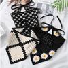 WTEMPO Knitted Turban Headbands Featuring A Trendy Bohemian Style Design with A Crochet Floral Triangle Tie Perfect for Travel and Beach Vacations