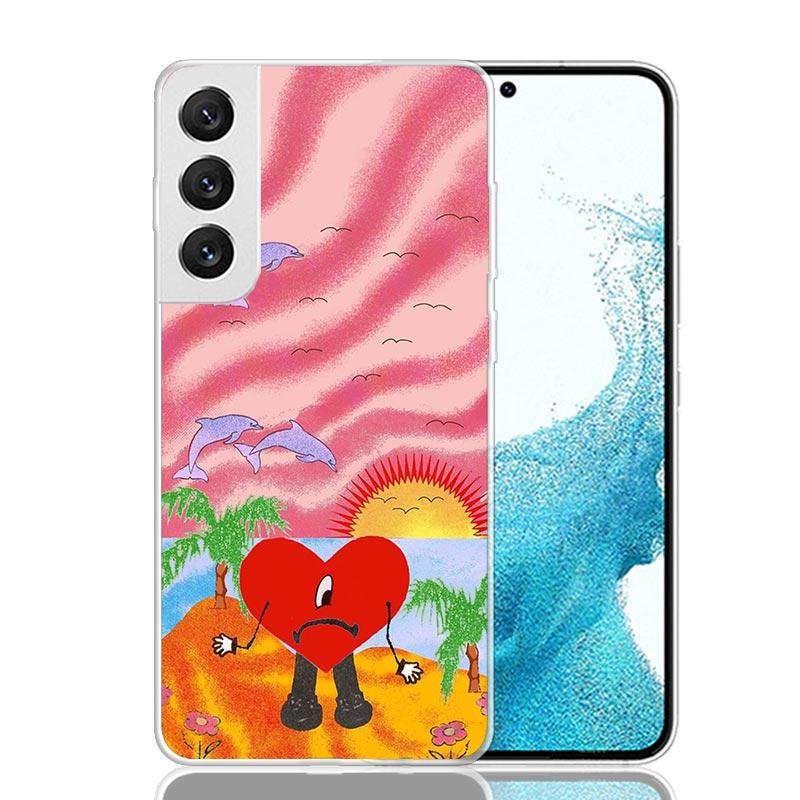 Bad Bunny Heart Case Phone Cover for Samsung Galaxy S24 S25 Ultra S23 Plus S22 + S21 S20 FE S10 S25Plus Trend Fundas S24 Ultra S