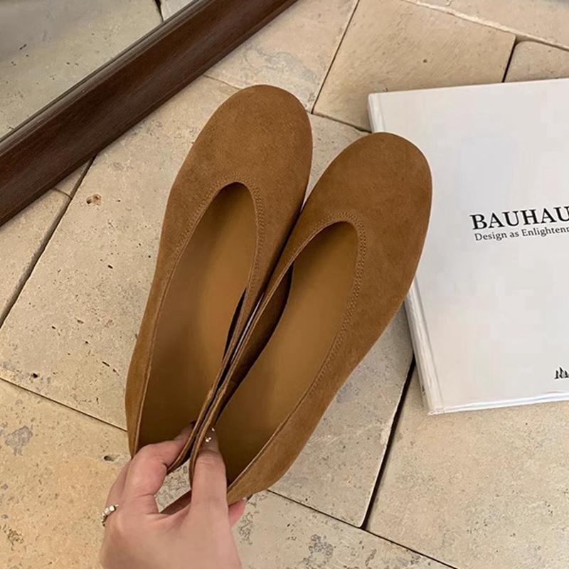 Fashion SUOJIALUN 2025 Women Genuine Leather Women Flat Shoes Fashion Round Toe Shallow Slip On Boat Shoes Soft Flat Heel Single Shoes