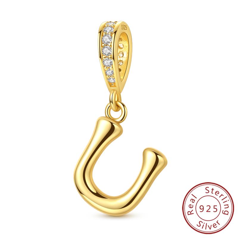 Dekorative Charms Perlenelemente Echtes Kupfer A-Z Alphabet 26 Buchstaben Charm Dekorationen Anhängerstück Geeignet Für Authentischen Armreif Armband