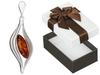 Silver Pendant with Amber Large Small Giraffe Oxidized Giraffe Pendant