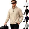 Men's Knitted Cable Pullover Sweatshirt, Stand Collar Half Zip, Winter Warm Top