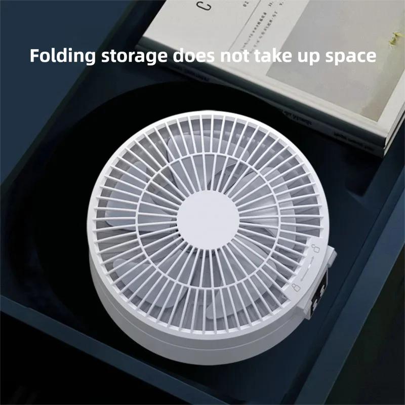 Remote-controlled USB Desktop Air Cooler with Timer and Night Light Functions Foldable 120° Automatic Rotation 3-Speed Fan