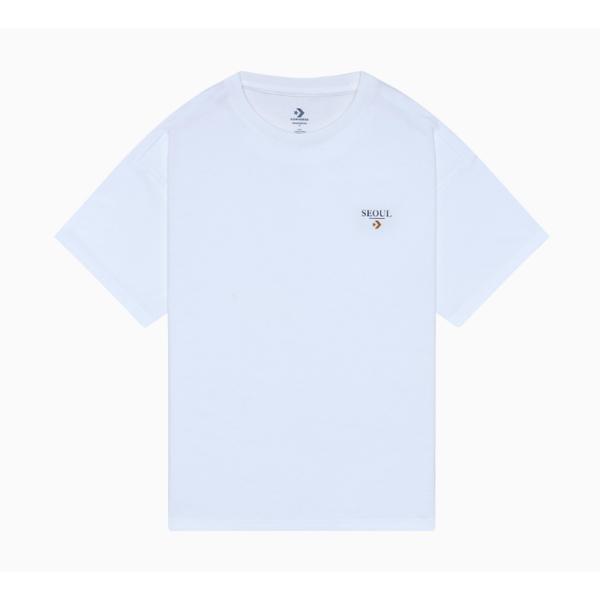 Converse Seoul CiTy Bungeo Bread Back PrinT ShorT Sleeve T shirT Oversized whiTe