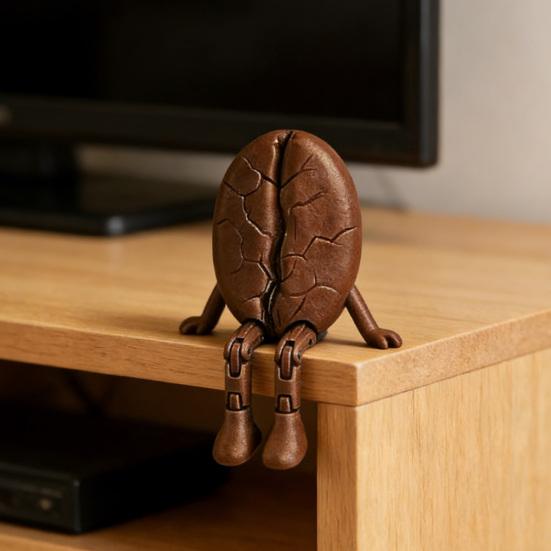 3D Printed Coffee Corner Figurine Moka Pot/Mug/Coffee Bean/Chocolate Figurine with Articulated Legs for Office Home Shelf Decor Funny Gifts