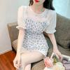Temperament Floral Splicing Fake Two-piece Shirt for Women's Summer New Small Shirt Design Niche Short-sleeved Top