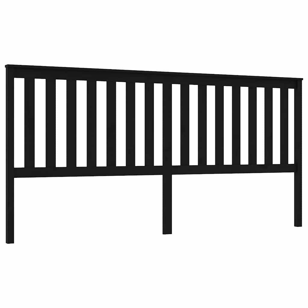 Headboard In Black 206 X 6 X 101 Cm Solid Pine Wood