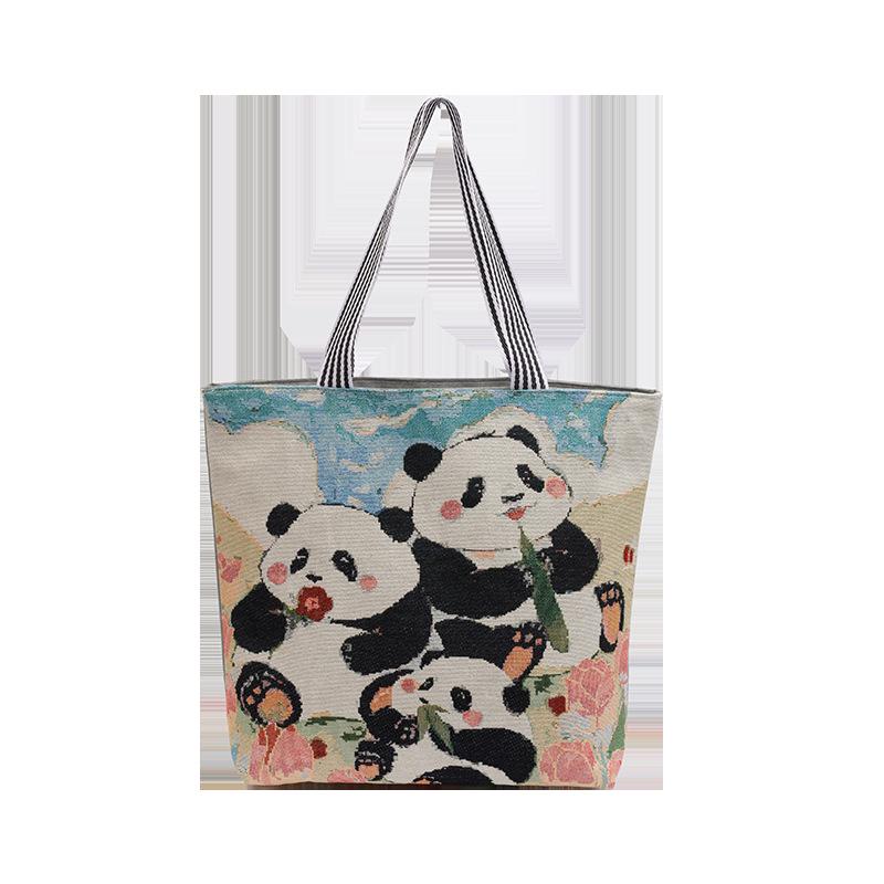 Goldfaden Canvas Tragetasche - Damen Cartoon Schulterhandtasche