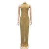Women's Dress Fashion Sexy Backless Nightclub Party Dresses Hot Drilling See Through Long Dresses