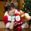 Cute Christmas Santa Claus Plush Doll Toy With Wrist Paddle Bracelet For Children 25cm Height