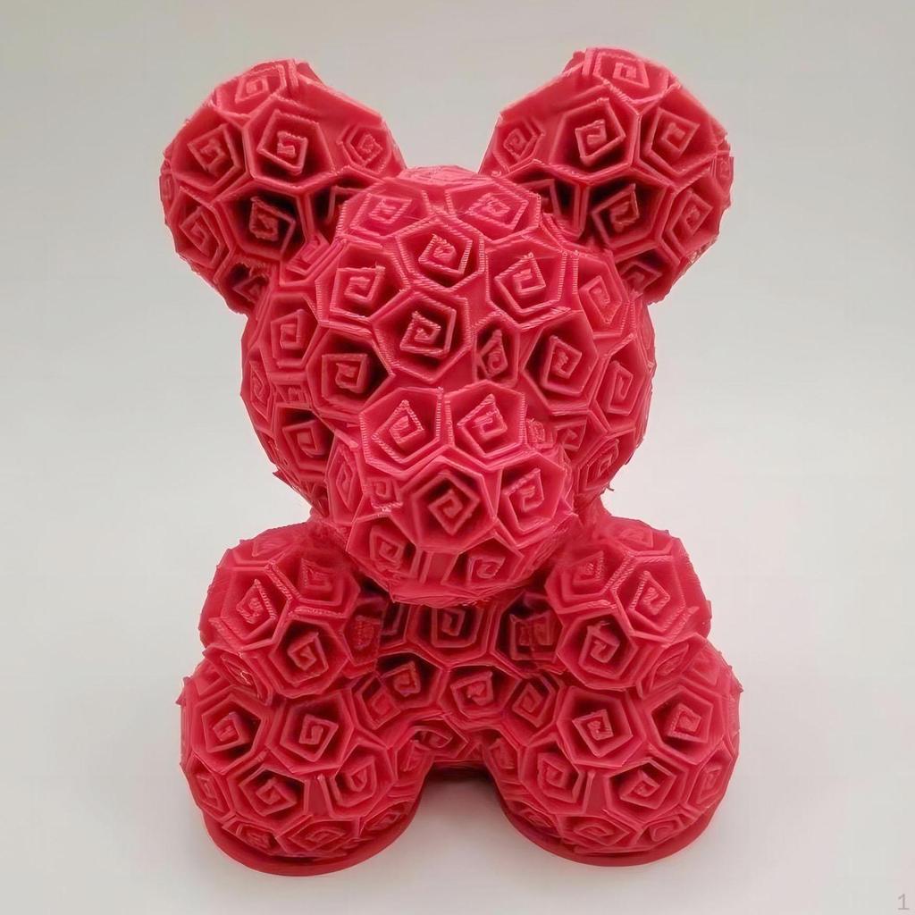 3D Print Rose Bear Statue, Figurine, Tabletop Ornament for Year Decor, Bedroom