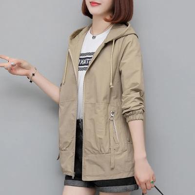 Herbst Damenjacken Causal Kapuzen Windbreaker Famale Basic Coat Reißverschluss Leichte Jacke Outwear