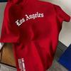 Unisex Sommer Los Angeles Letter Print Locker Lässig Rundhals Kurzarm T-Shirt Top