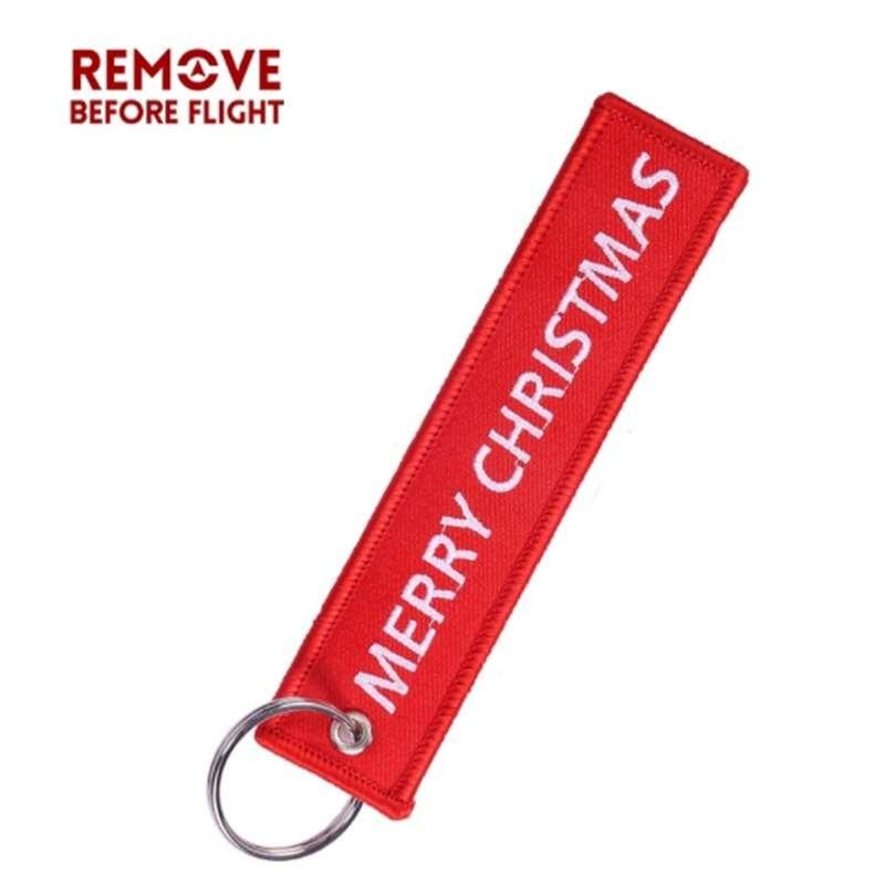 Odebrat před odletem Šťastný Nový Rok výšivka Tkané Tag Keychain Vánoční dárek