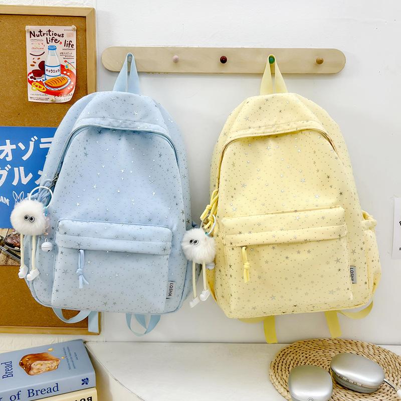 Schoolbag Student School Bag Female Junior High School Student Star Printed Backpack High School Versatile Travel Casual Backpack Teen