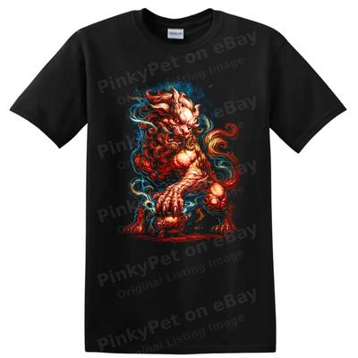 Japanese Style Mythical Creature T Shirt Fierce Lion Design Graphic Tee