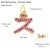 Mezmic Korean Consonant Pendant - 18K Yellow Gold Plated Pink Cz