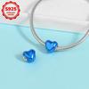 New 925 Silver Colorful Shine Heart Shaped Charms Beads Fit Snake Chain Bracelet Necklace Women DIY Fine Jewelry Gifts