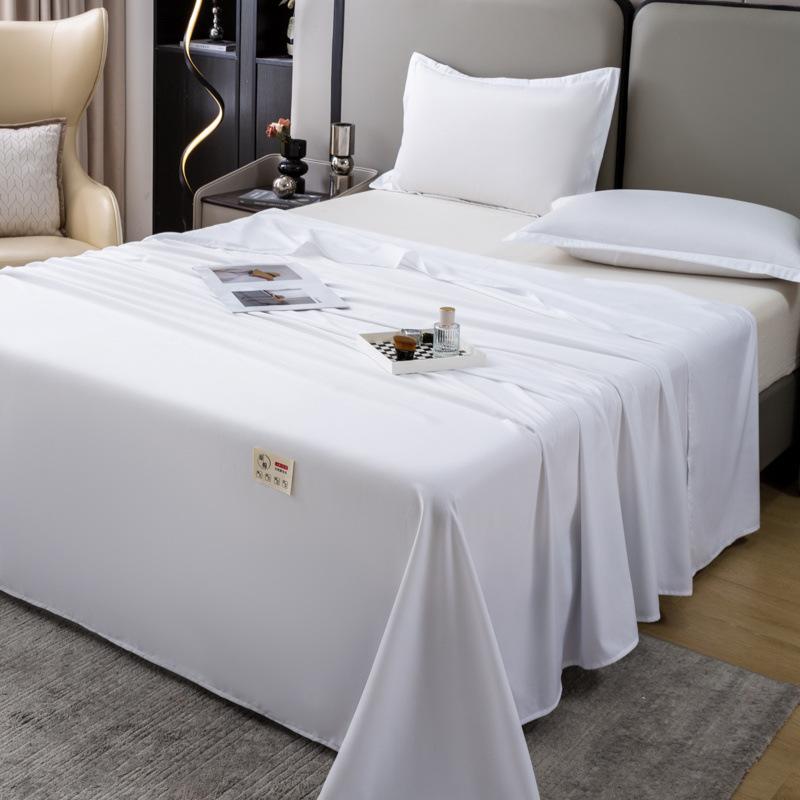 100% хлопок-сырец Класс А цельная простыня летняя однотонная стиранный хлопок простыня утолщенная шифровка студенческое общежитие комплект из трех предметов 120 * 235cm [0.9m bed] single sheet