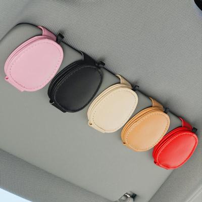 Car Sunglasses Holder Multi-function Portable Magnetic Fastener Clip Leather Glasses Ticket Holder Car Interior Accessories