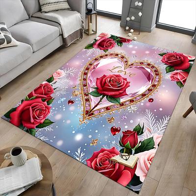 1PC Heart Love Extra Large Non Slip Floor Carpet, Office, Family, Bedroom Large Area Rug Indoor Rugs, Vibrant Colors