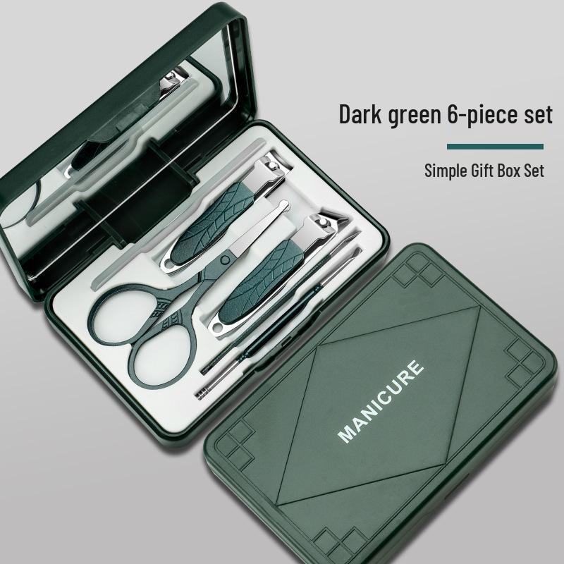Stainless Steel Nail Clipper Set with Mirror, Ear Pick, and Nail File Manicure Tools