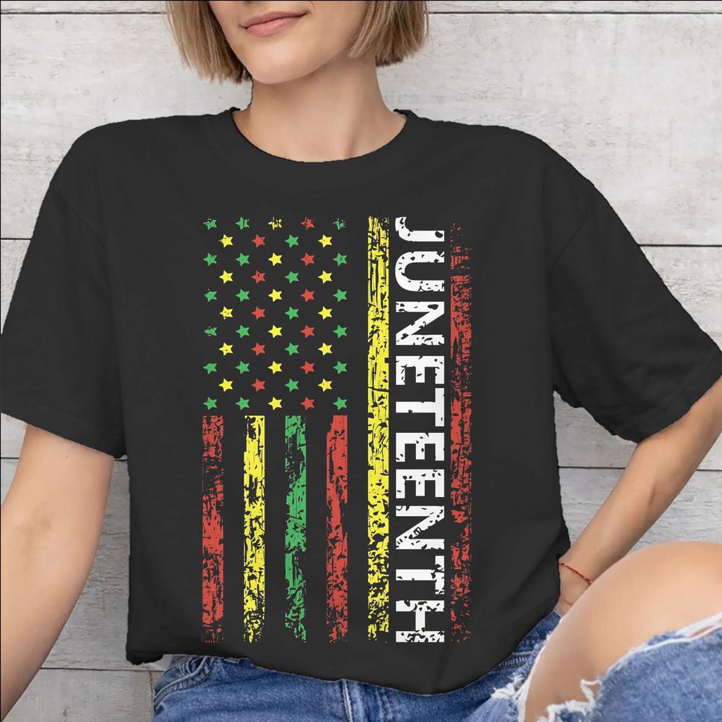 Printed Juneteenth Day 1865 June 19th African American Pride T Shirt for Unisex Unisex Cotton Tee Shirt Short Sleeve Clothing