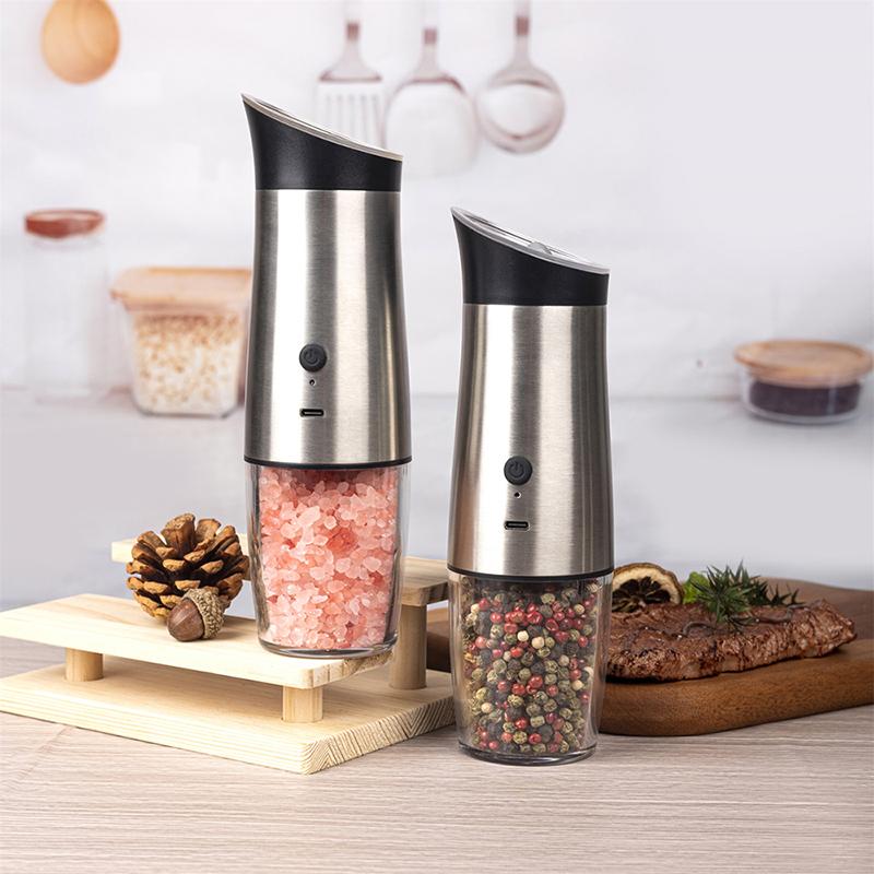 USB Charging Salt and Pepper Grinder Gravity Operation Spice Seasoning Mill Shaker Adjustable Coarseness Pepper Mill