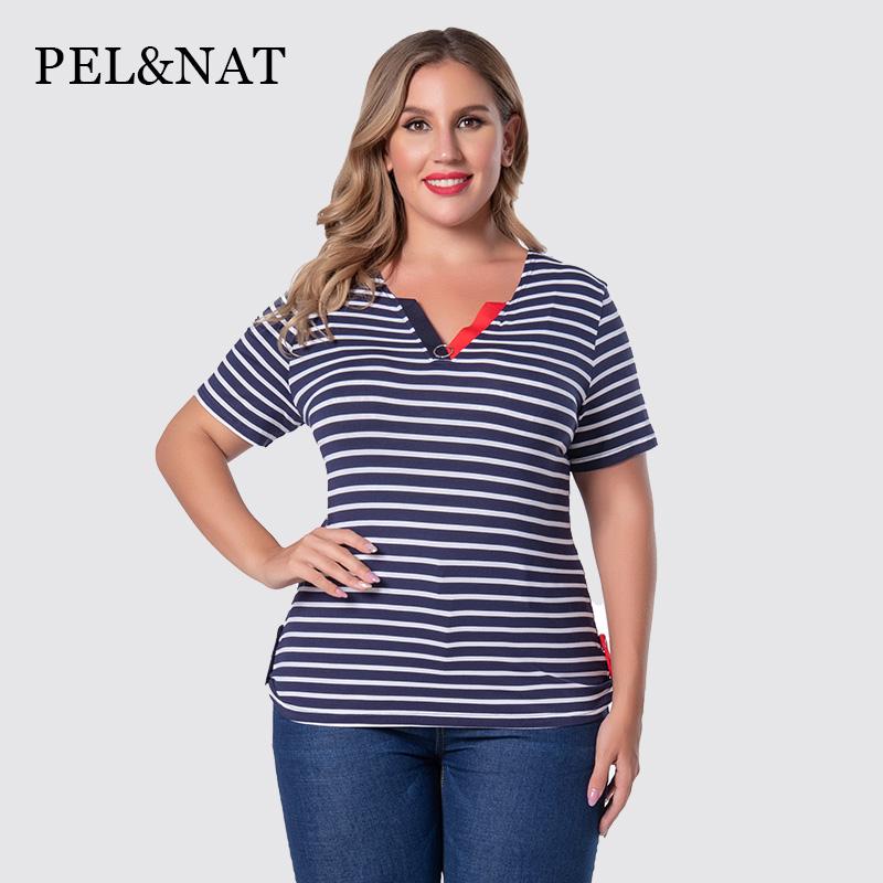 Women's Plus Size Loose Stripe Maxi Dress - V-Neck Short Sleeve Sundress With Pockets
