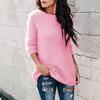 Casual Women Autumn Winter O Neck Long Sleeve Plushy Knitted Pullover Sweater