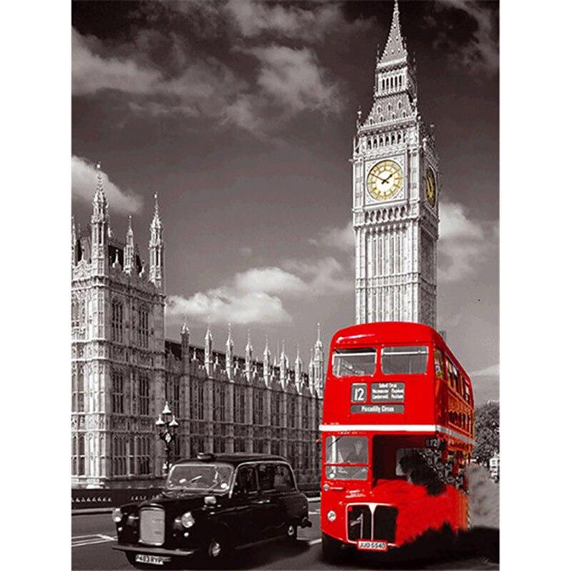 5D DIY Scenery Diamond Painting BlackWhite Red Diamond Embroidery Mosaic Full Round Drill HandCrafts Art Gift Home Decor